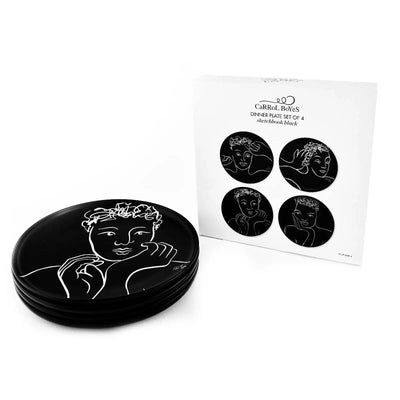 Carrol Boyes Sketchbook Black DINNER PLATE SET OF 4