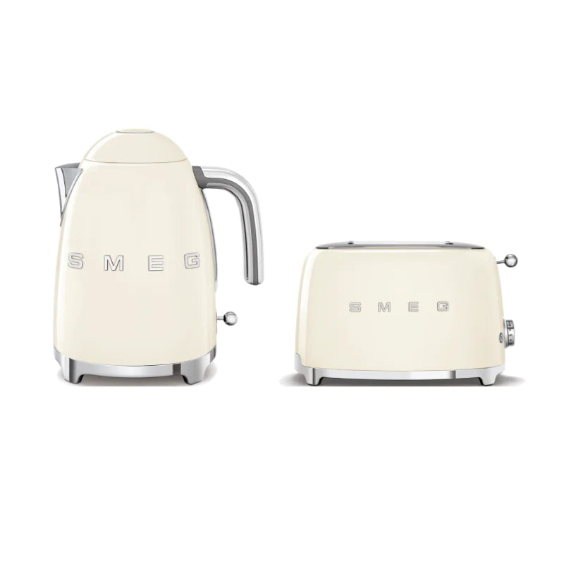 Smeg Cream Retro Kettle and 2 Slice Toaster Bundle
